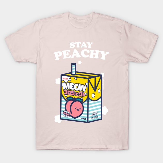 Stay peachy Cat Juice Box Illustration T-Shirt by meowproject